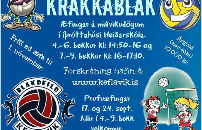 Krakkablak að hefjast í Keflavík. Frítt að æfa til 1. nóvember 2014