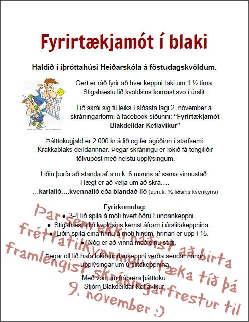 Fyrirtækjamót veturinn 2014-2015 hjá Blakdeild Keflavíkur